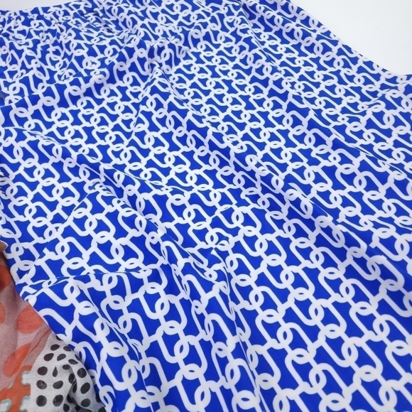 Jude Connally Blue and White Patterned Dress Sz L - Picture 5 of 16